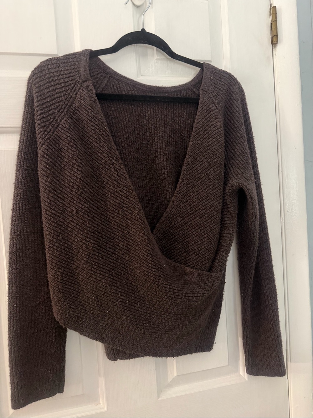 Aerie Women’s Medium Brown Wrap Front Knit Sweater 2020
